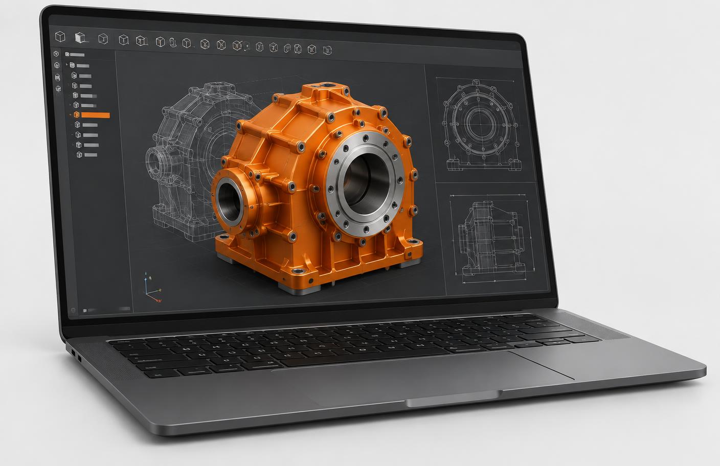 Laptop showing an original mechanical CAD model